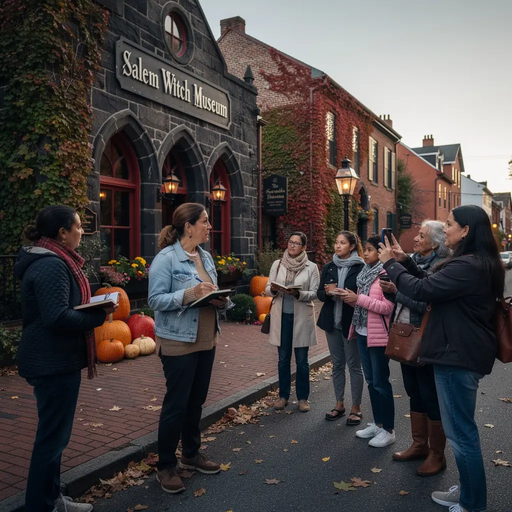 Turysta podziwiający architektoniczne detale w San Francisco z przewodnikiem.